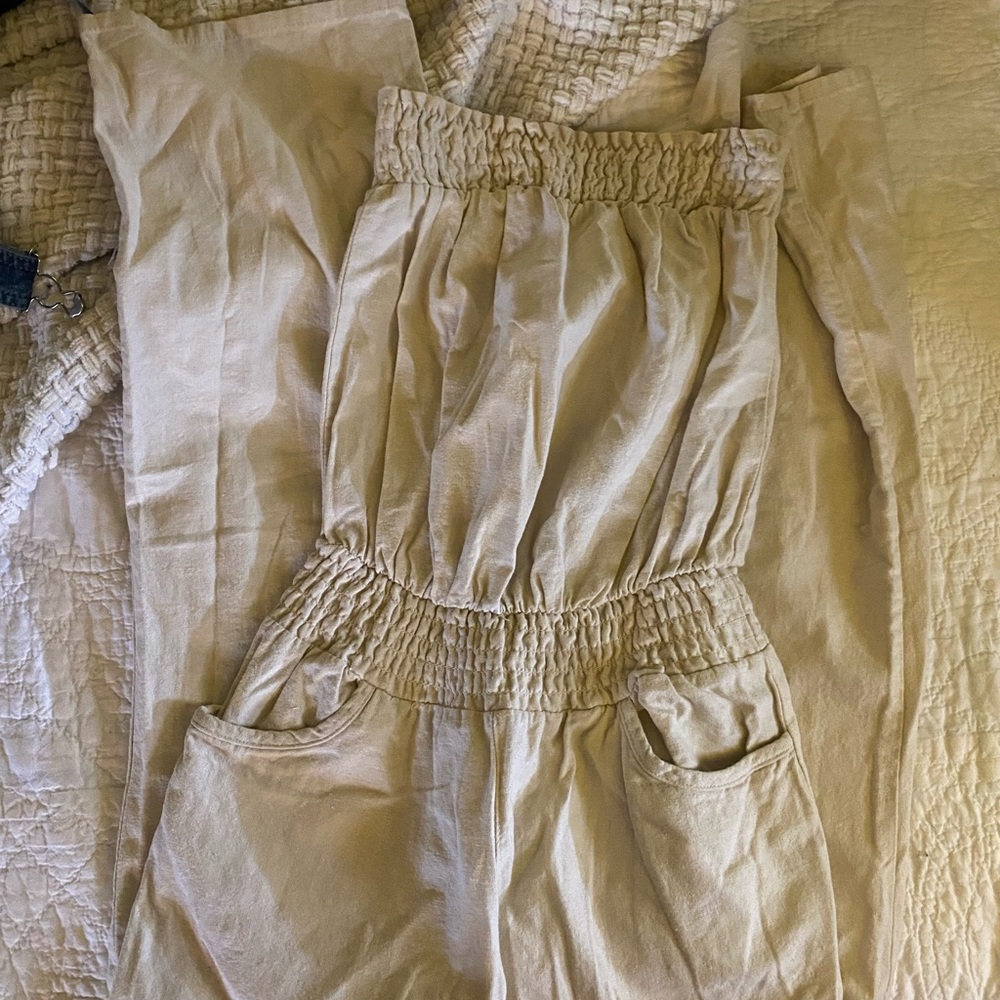 Beige Linen Jumpsuit